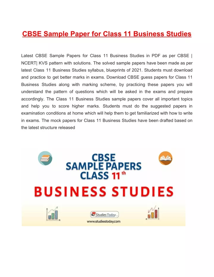 cbse sample paper for class 11 business studies