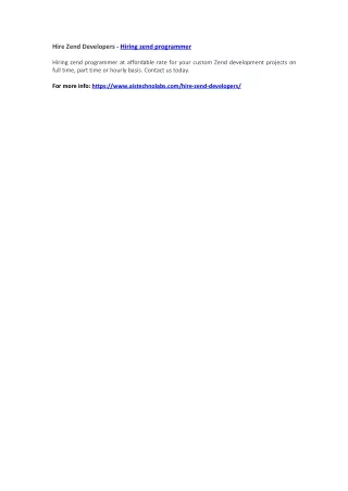 hire zend developers hiring zend programmer