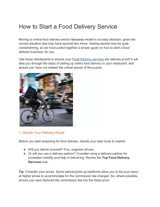 how to start a food delivery service