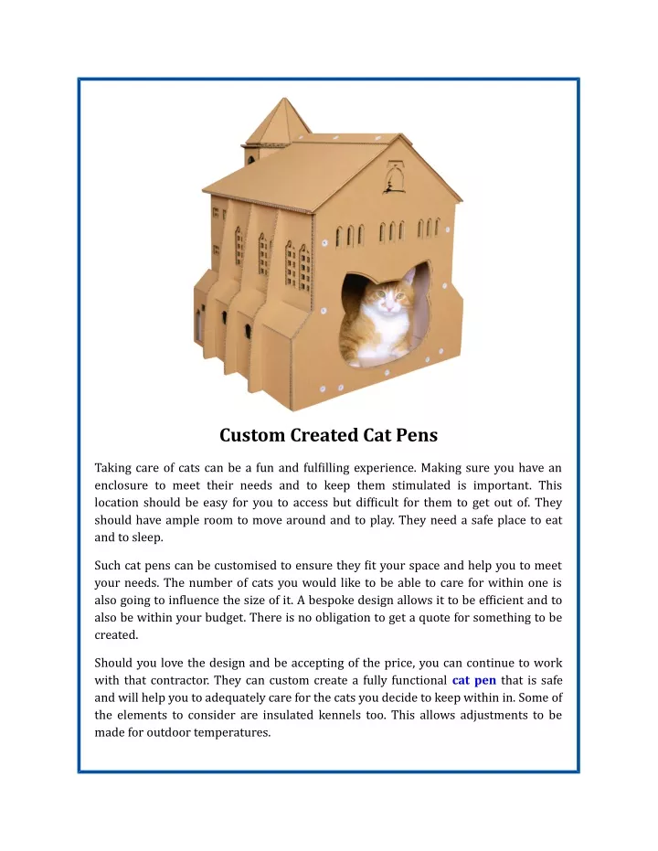 custom created cat pens