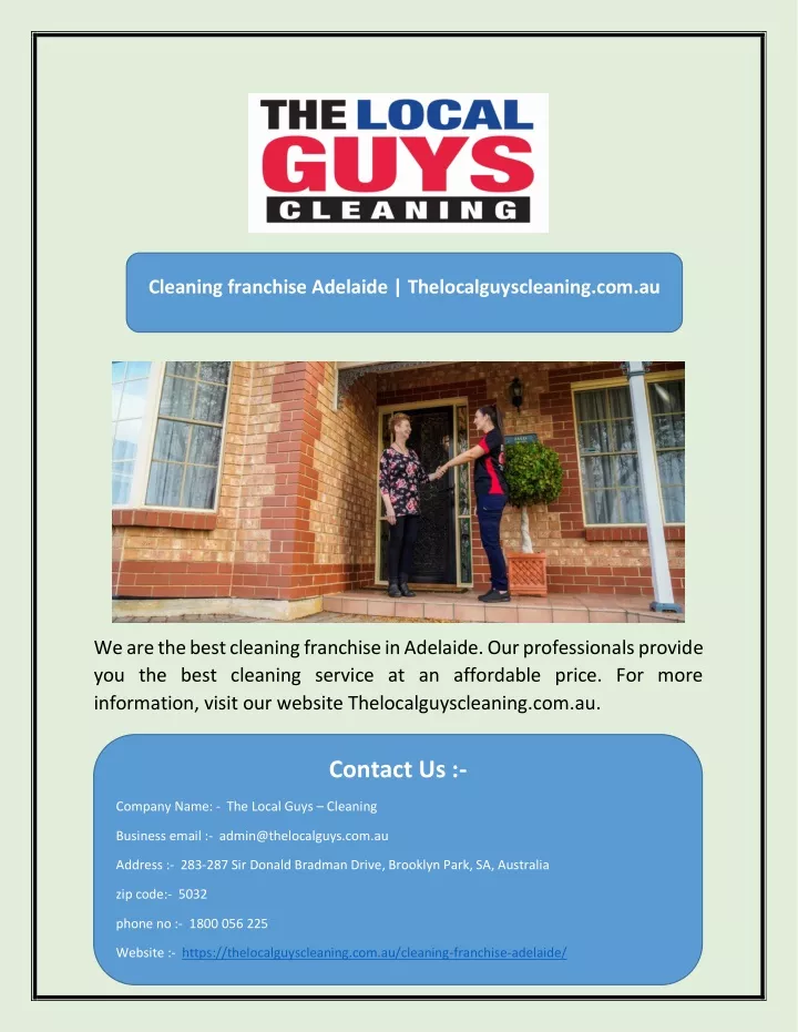 cleaning franchise adelaide thelocalguyscleaning