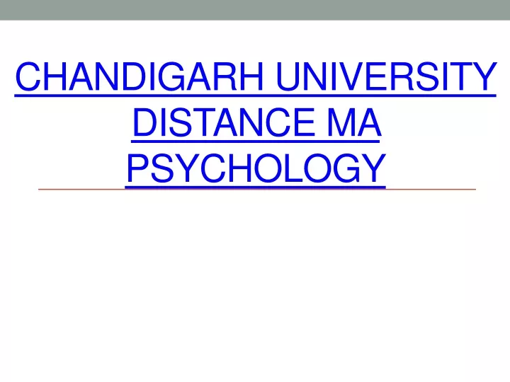 chandigarh university distance ma psychology