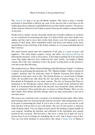 when to perform a narayan bali pooja