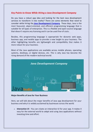 key points to know while hiring a java