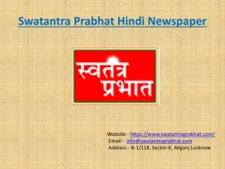 Swatantra Prabhat Hindi Newspaper Lucknow