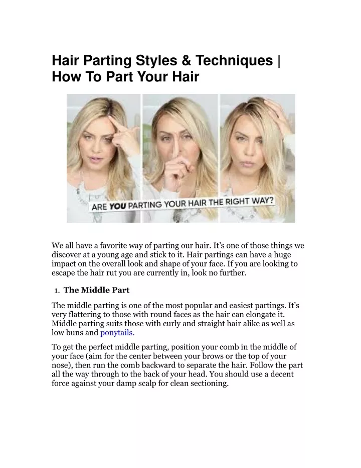 hair parting styles techniques how to part your