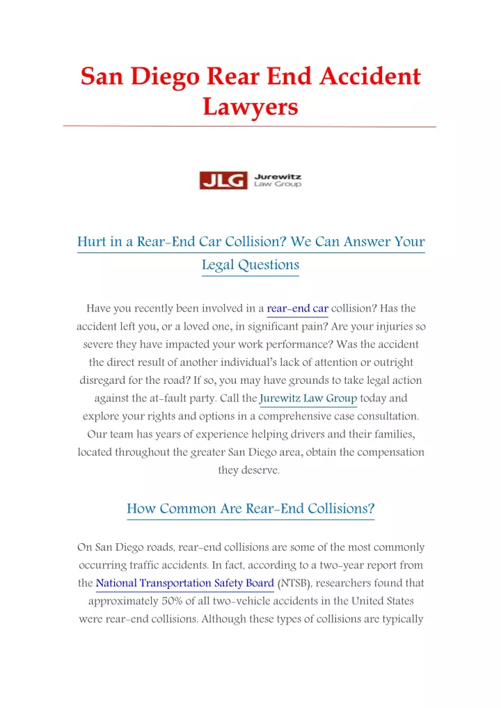 san diego rear end accident lawyers