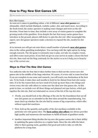 how to play new slot games uk