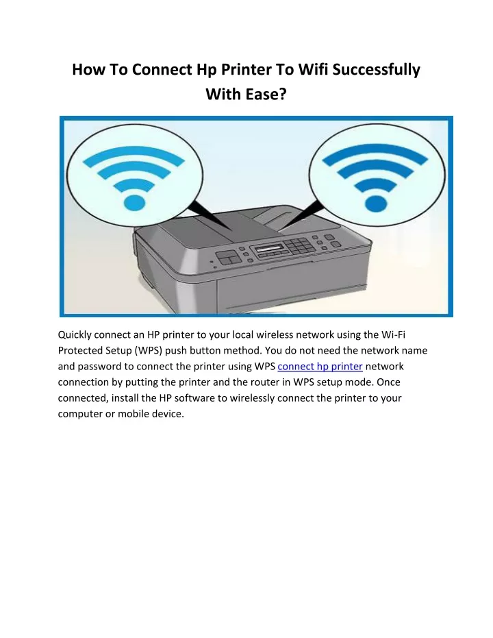 how to connect hp printer to wifi successfully