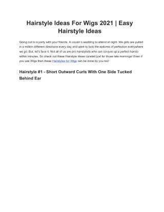 Hairstyle Ideas For Wigs 2021 | Easy Hairstyle Ideas