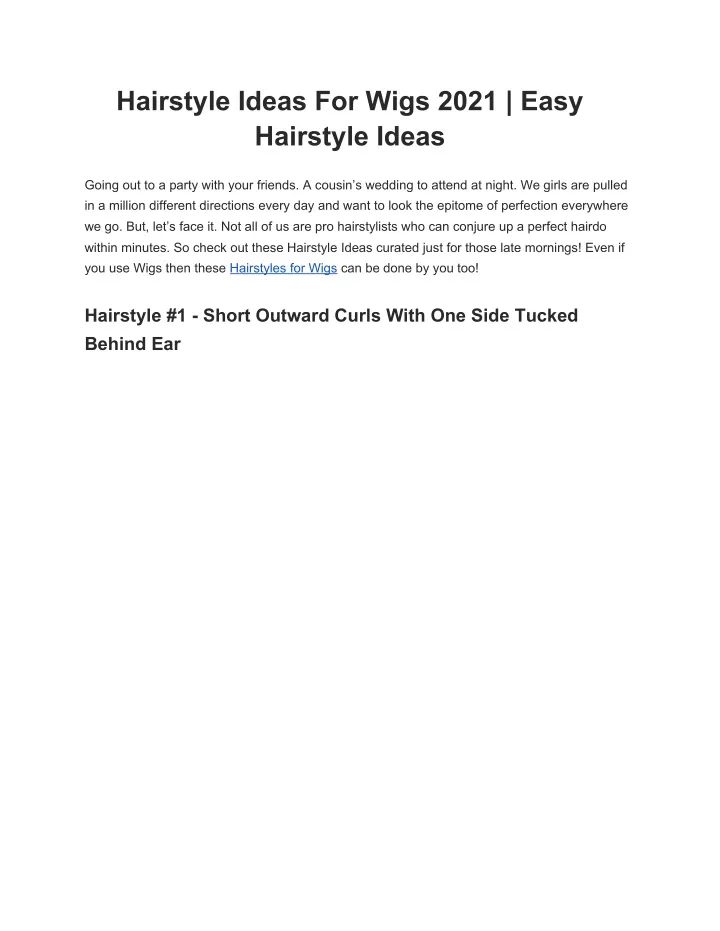hairstyle ideas for wigs 2021 easy hairstyle ideas