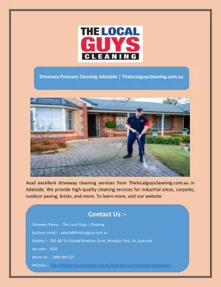 Driveway Pressure Cleaning Adelaide | Thelocalguyscleaning.com.au