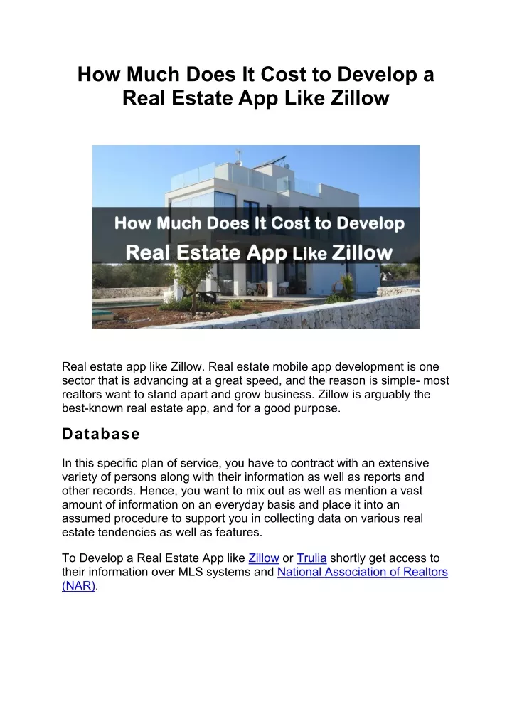 how much does it cost to develop a real estate