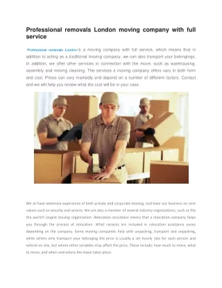 professional removals london moving company with