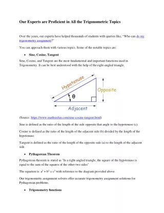 Our Experts are Proficient in All the Trigonometric Topics