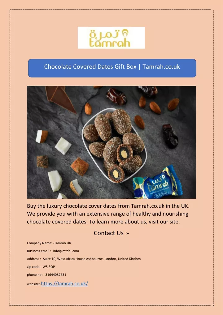 chocolate covered dates gift box tamrah co uk