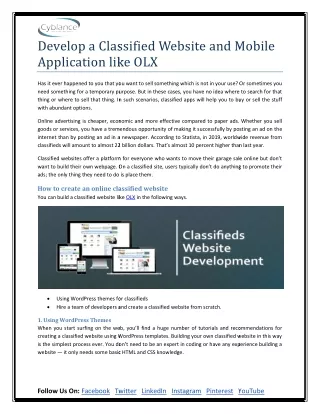 develop a classified website application like