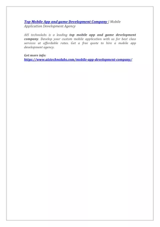 top mobile app and game development company