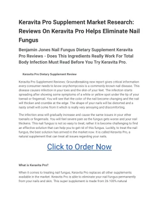 Keravita Pro Supplement Market Research: Reviews On