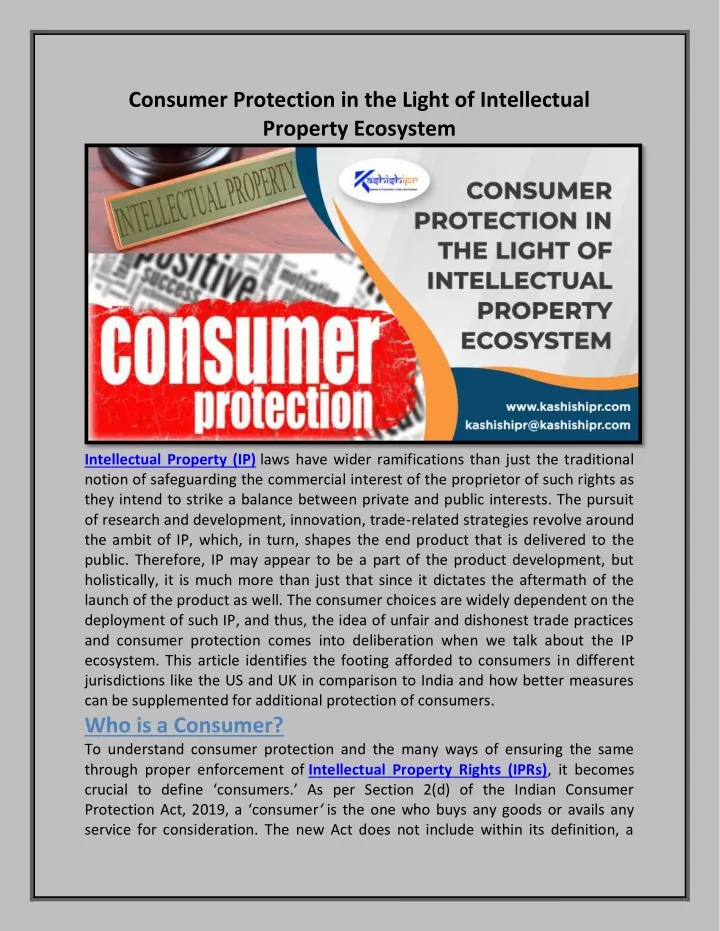 consumer protection in the light of intellectual