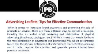 advertising leaflets tips for effective communication