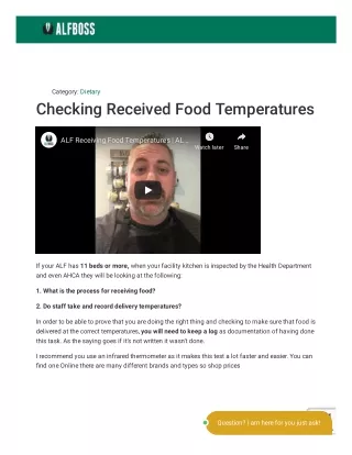 Checking Received Food Temperatures