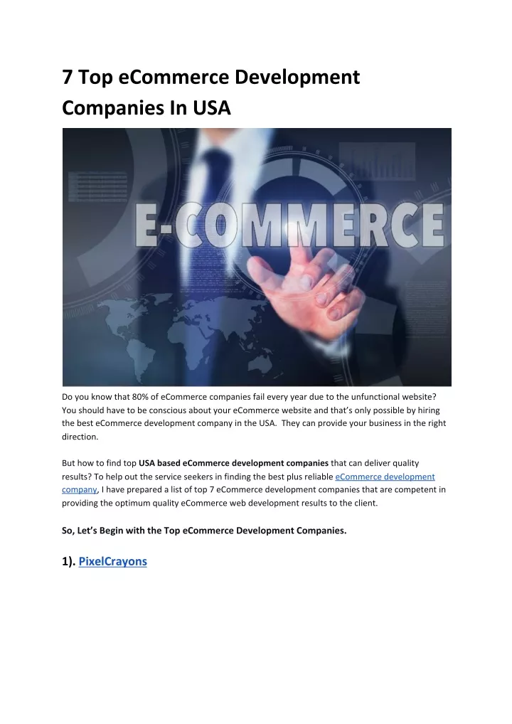 7 top ecommerce development companies in usa