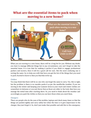 what are the essential items to pack when moving