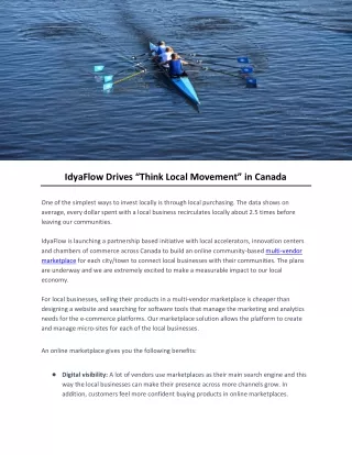 IdyaFlow Drives “Think Local Movement” in Canada
