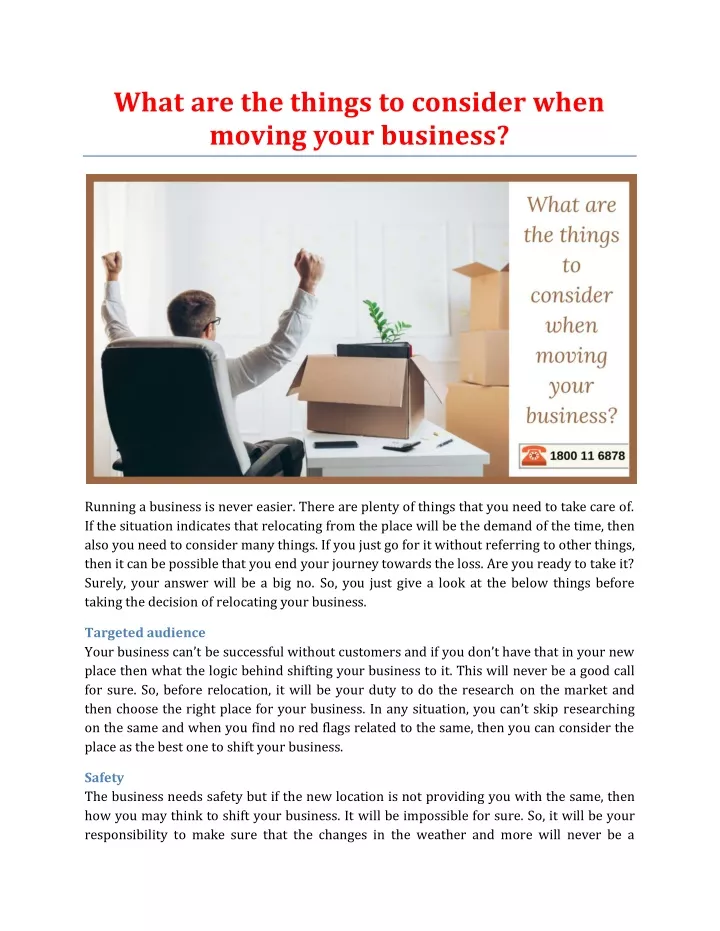 what are the things to consider when moving your