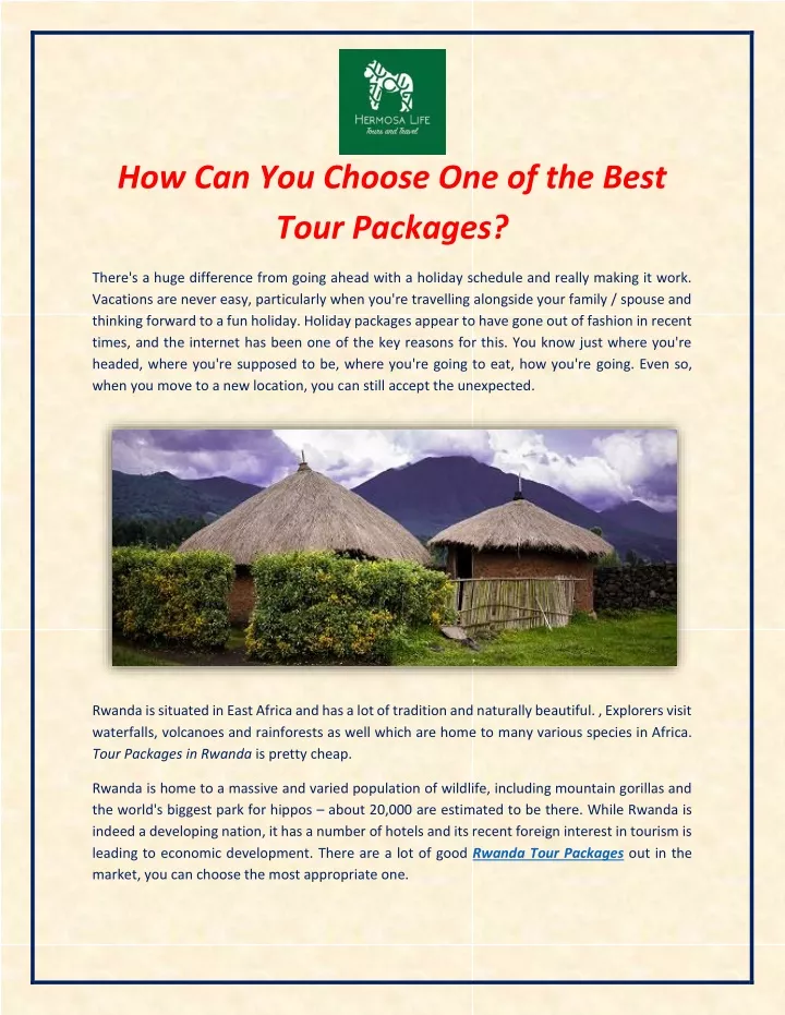 how can you choose one of the best tour packages