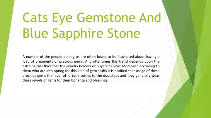 cats eye gemstone and blue sapphire stone