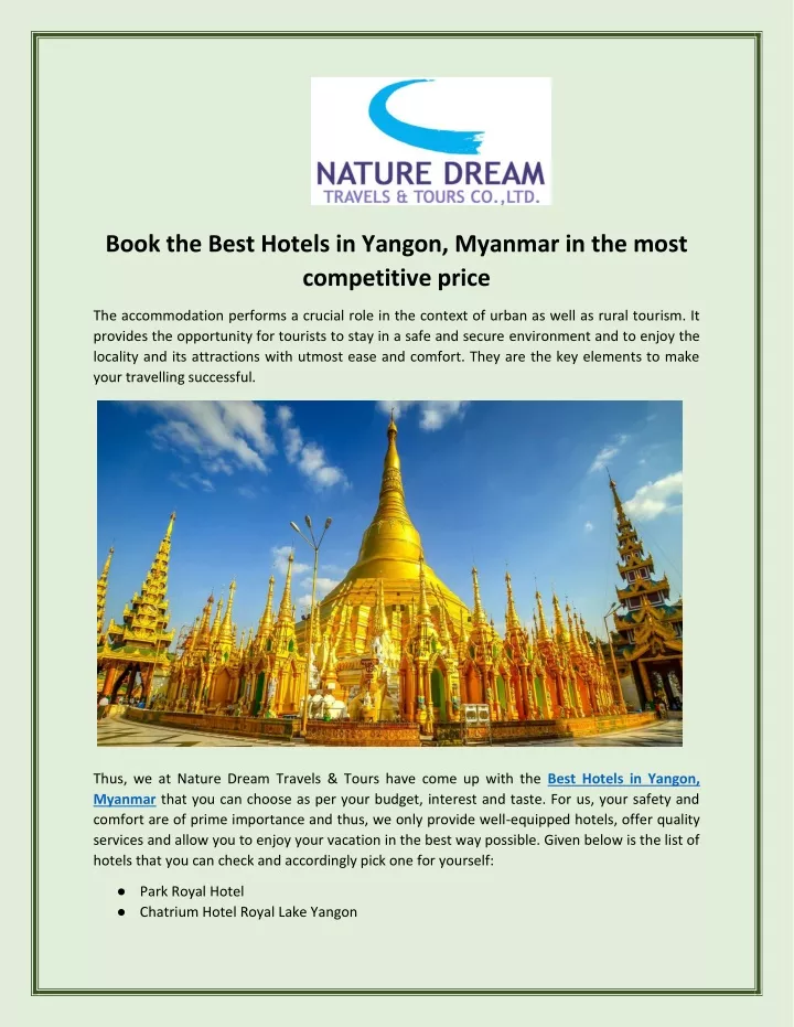 book the best hotels in yangon myanmar