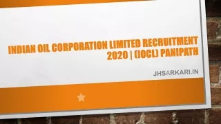  Indian oil corporation limited recruitment 2020 | (IOCL) Panipath