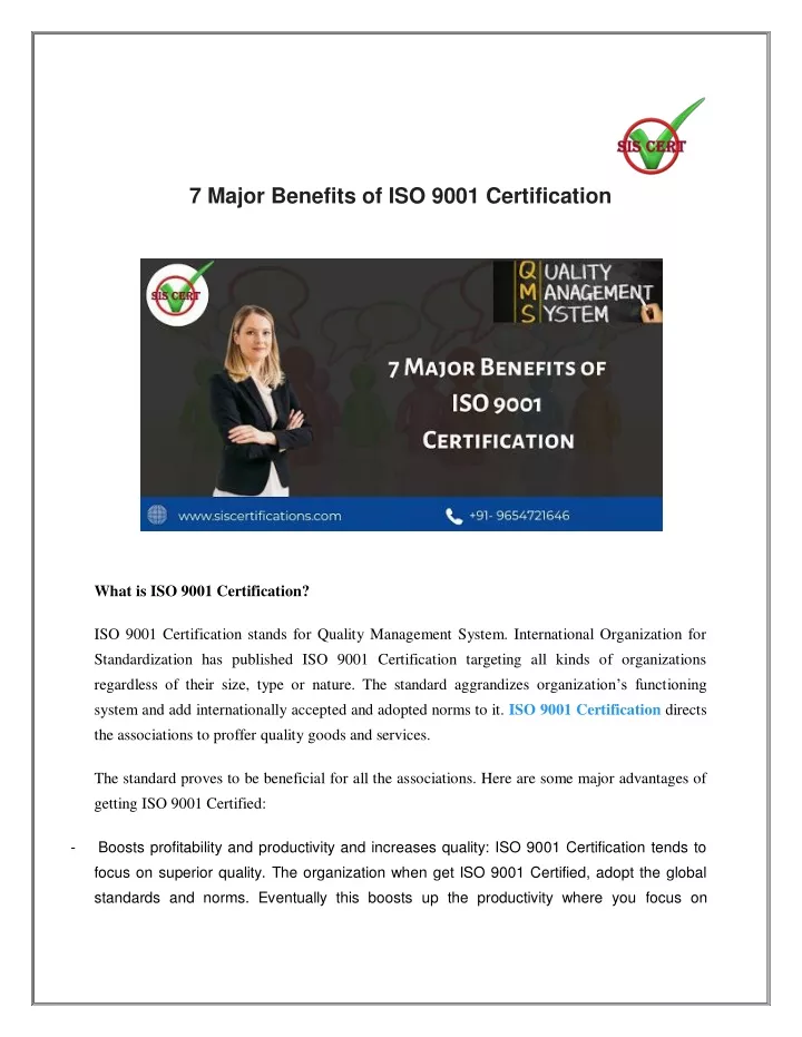 7 major benefits of iso 9001 certification