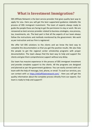 what is investment immigration