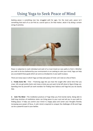 using yoga to seek peace of mind