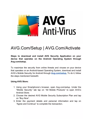 avg com setup avg com activate