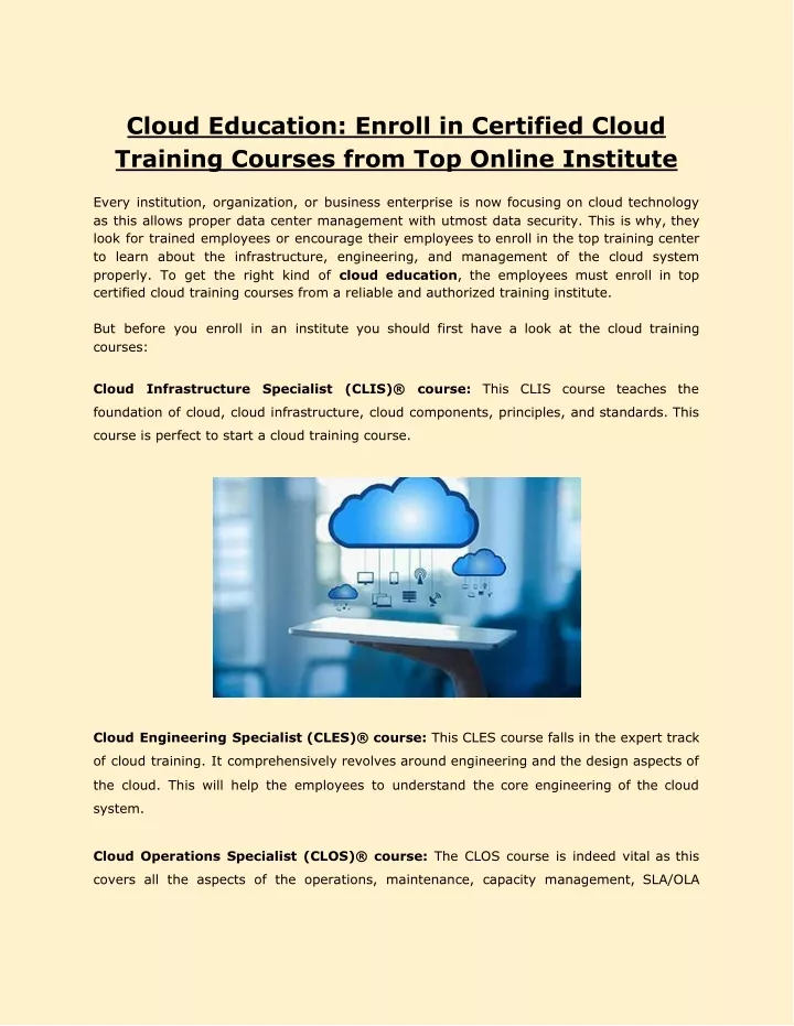 cloud education enroll in certified cloud