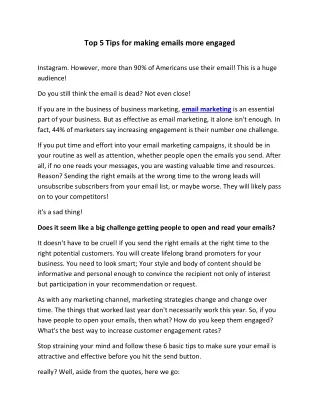 top 5 tips for making emails more engaged