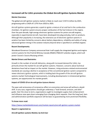 increased call for uavs promotes the global