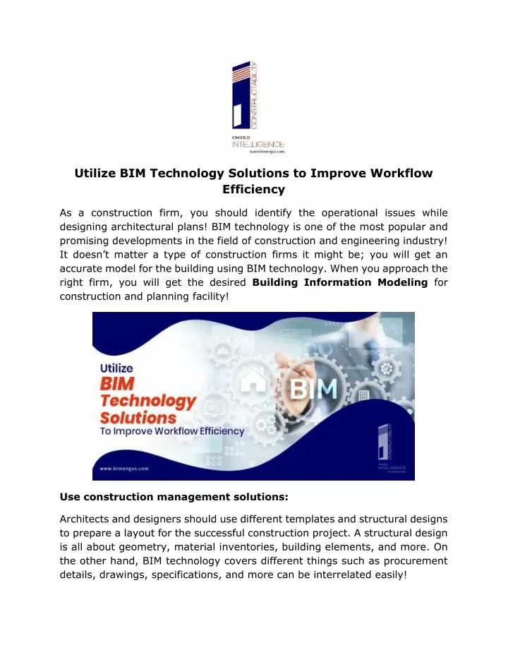 utilize bim technology solutions to improve