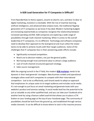 is b2b lead generation for it companies