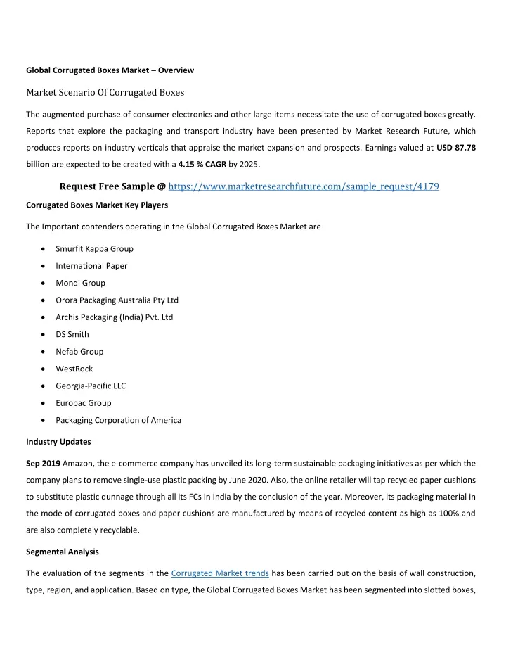 global corrugated boxes market overview
