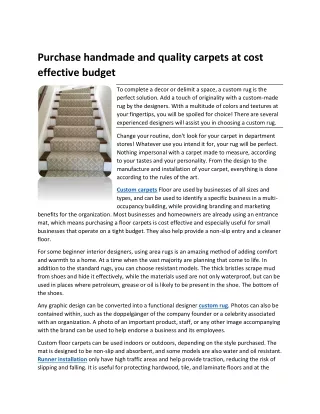 purchase handmade and quality carpets at cost