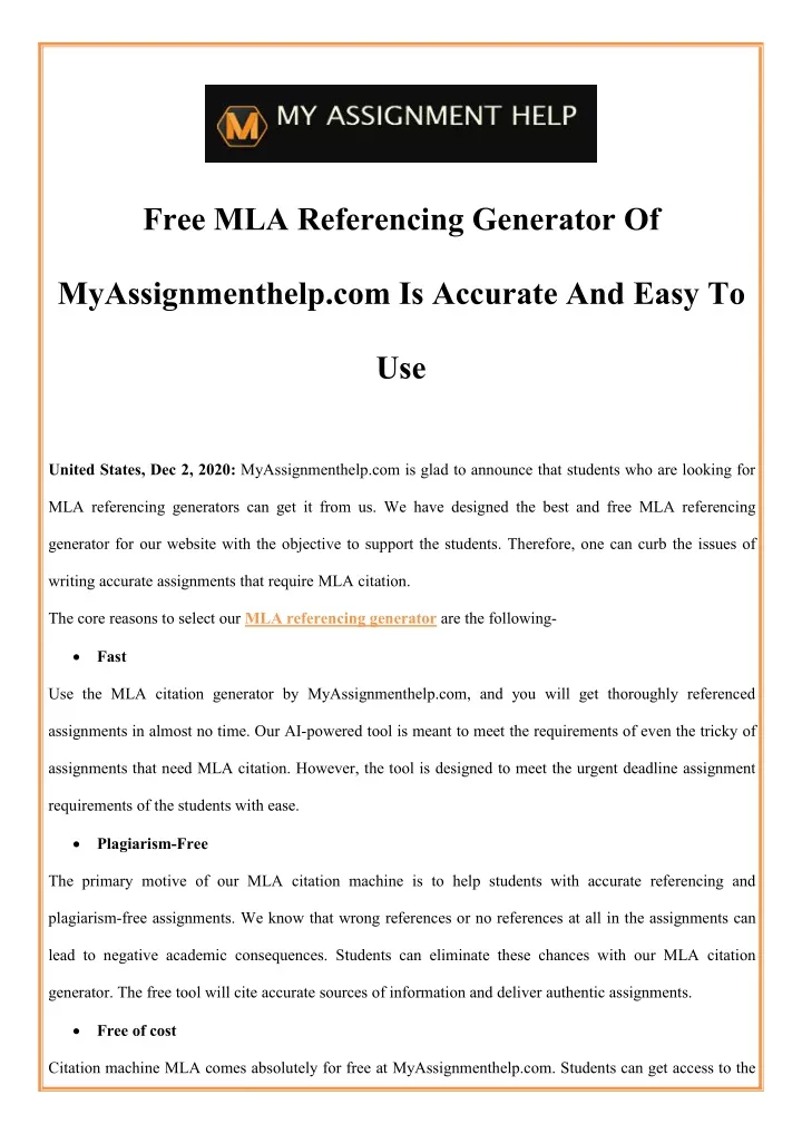 free mla referencing generator of