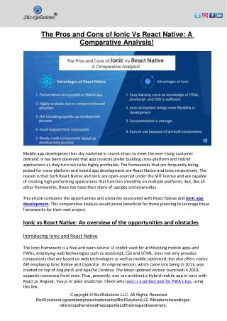 the pros and cons of ionic vs react native