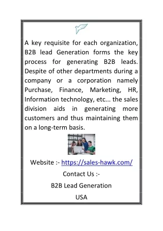 B2b Lead Generation in Usa | Sales-hawk.com