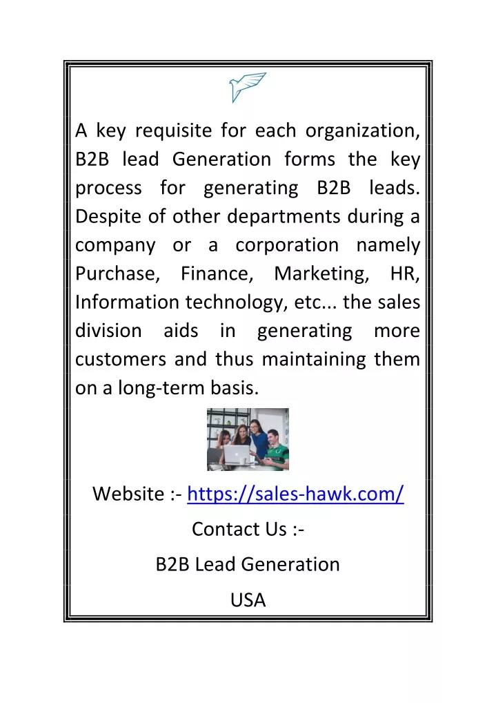 a key requisite for each organization b2b lead