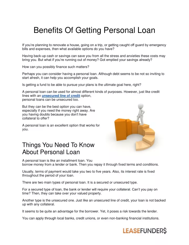 benefits of getting personal loan